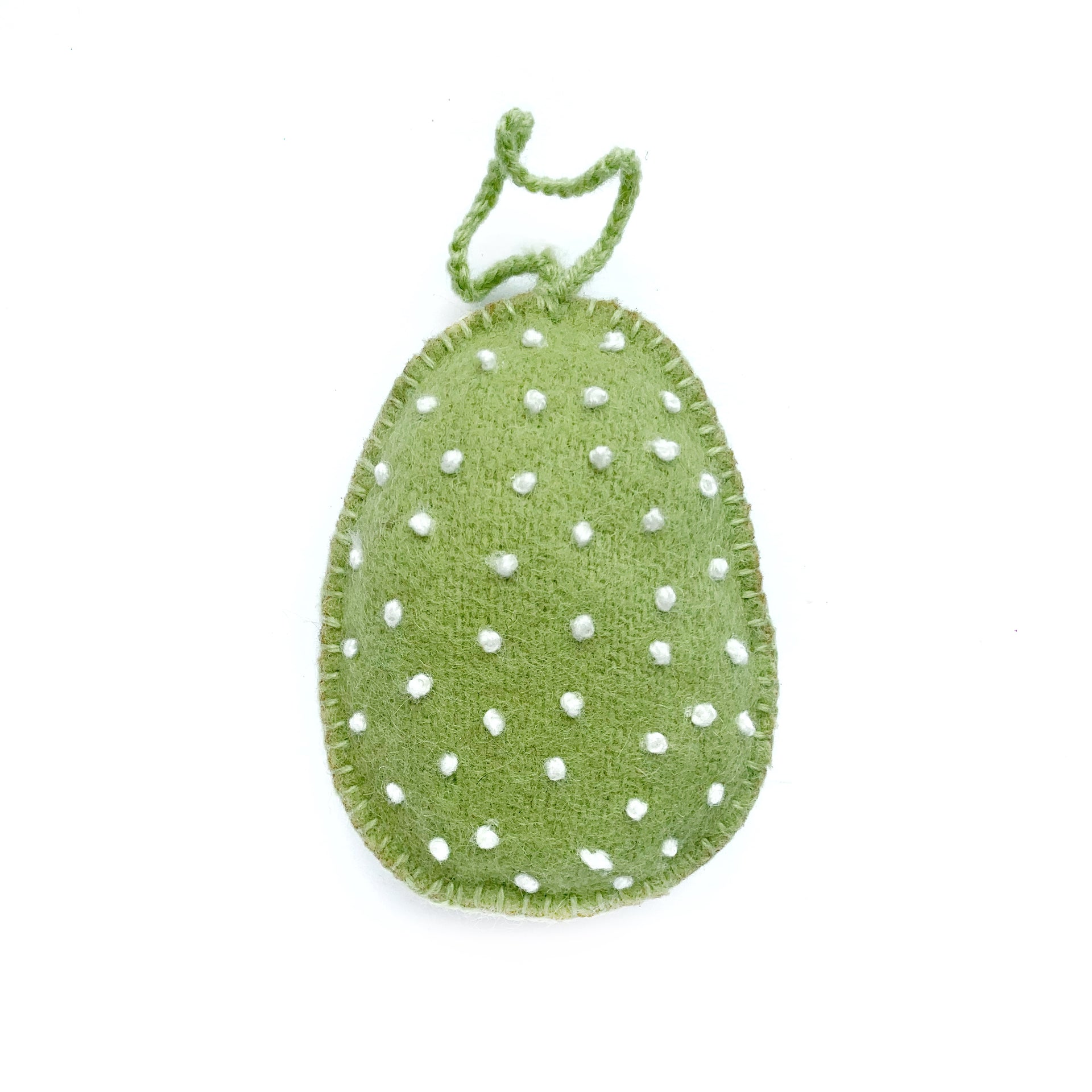 Easter Egg Ornament with Embroidered White Dots