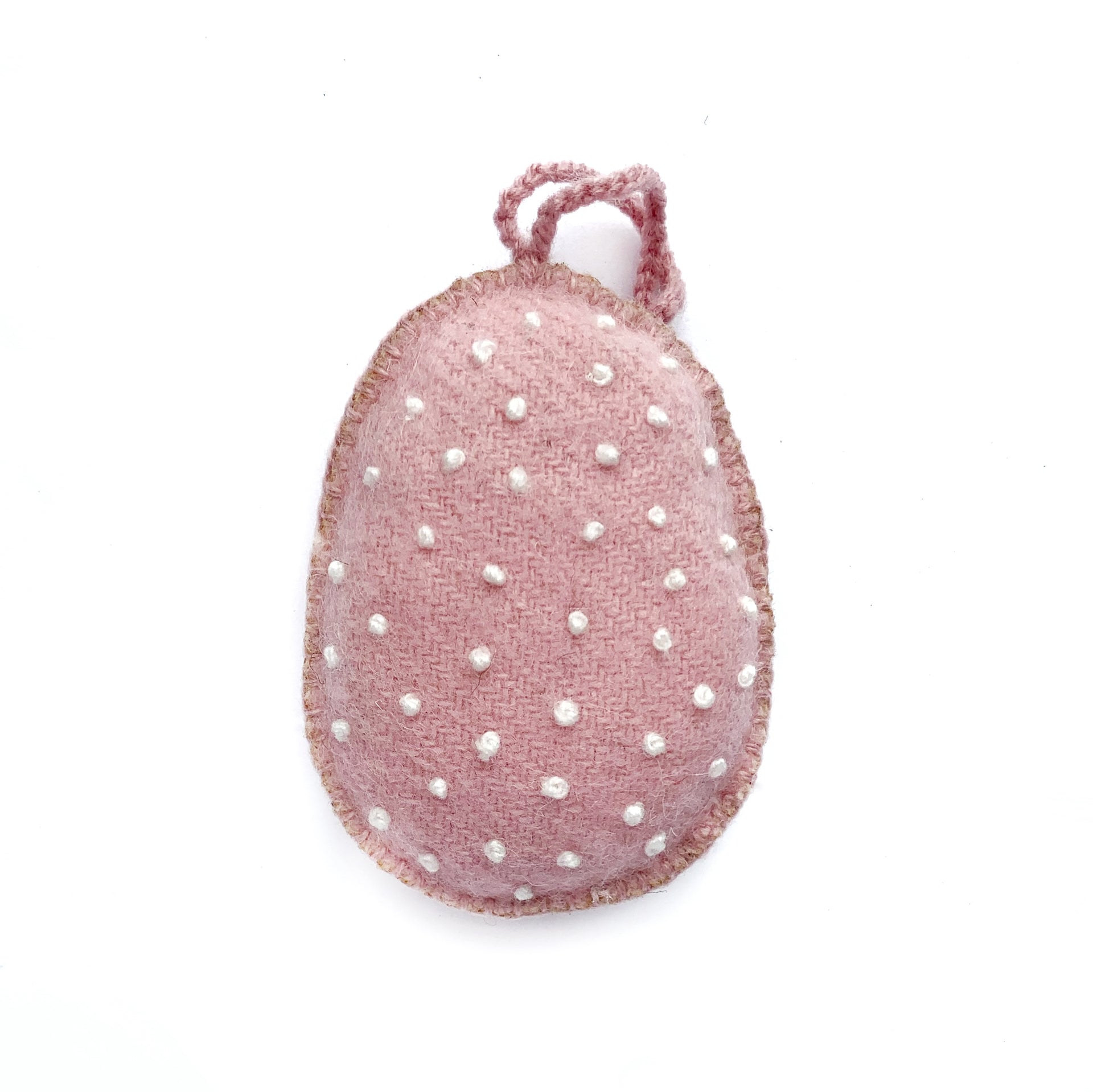 Easter Egg Ornament with Embroidered White Dots