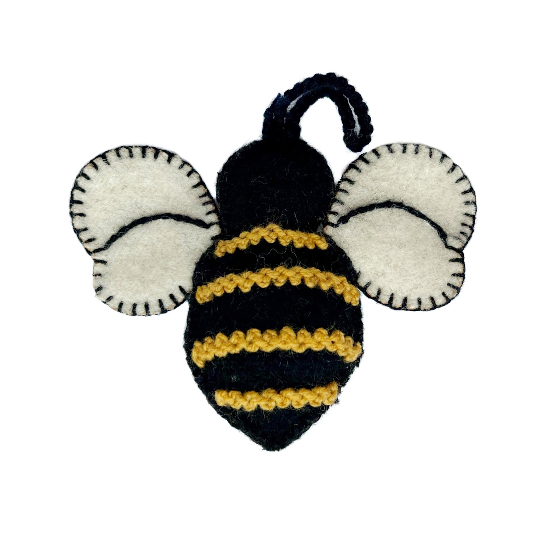 hand embroidered bee christmas ornament fair trade from Peru