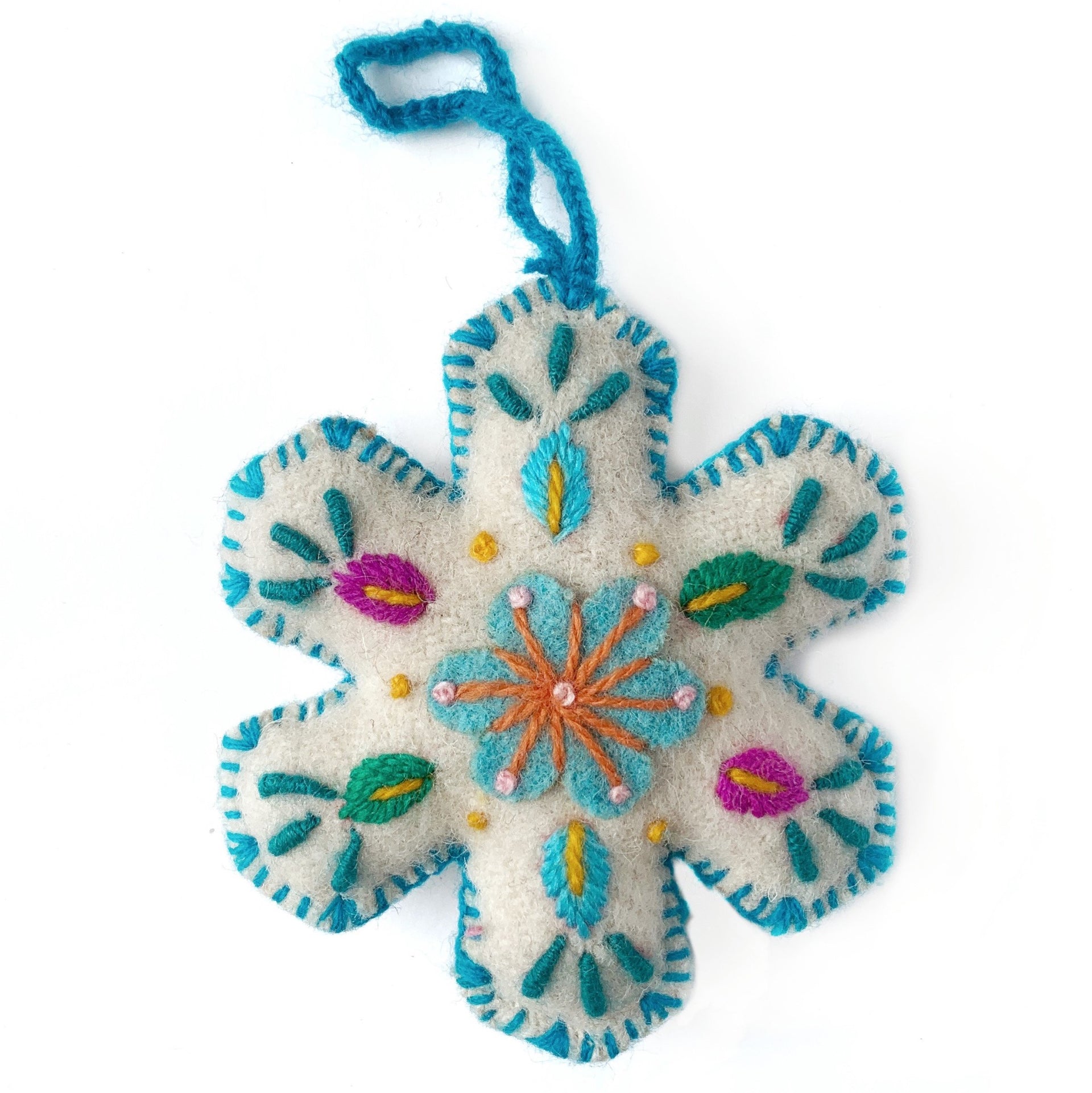 Snowflake Ornaments, Embroidered Wool Variety 12 Pack