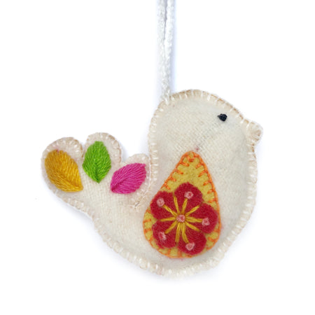 Dove Ornament, Embroidered Wool