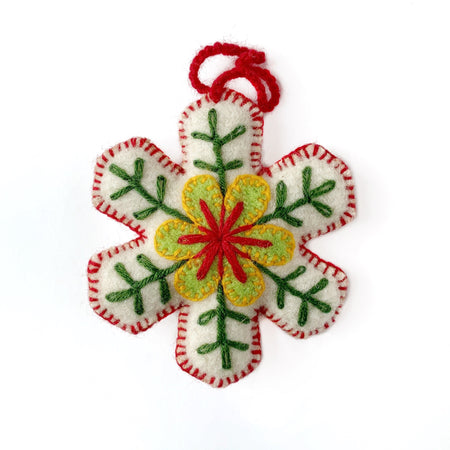 Embroidered Wool Snowflake Ornament Classic Christmas Fair Trade