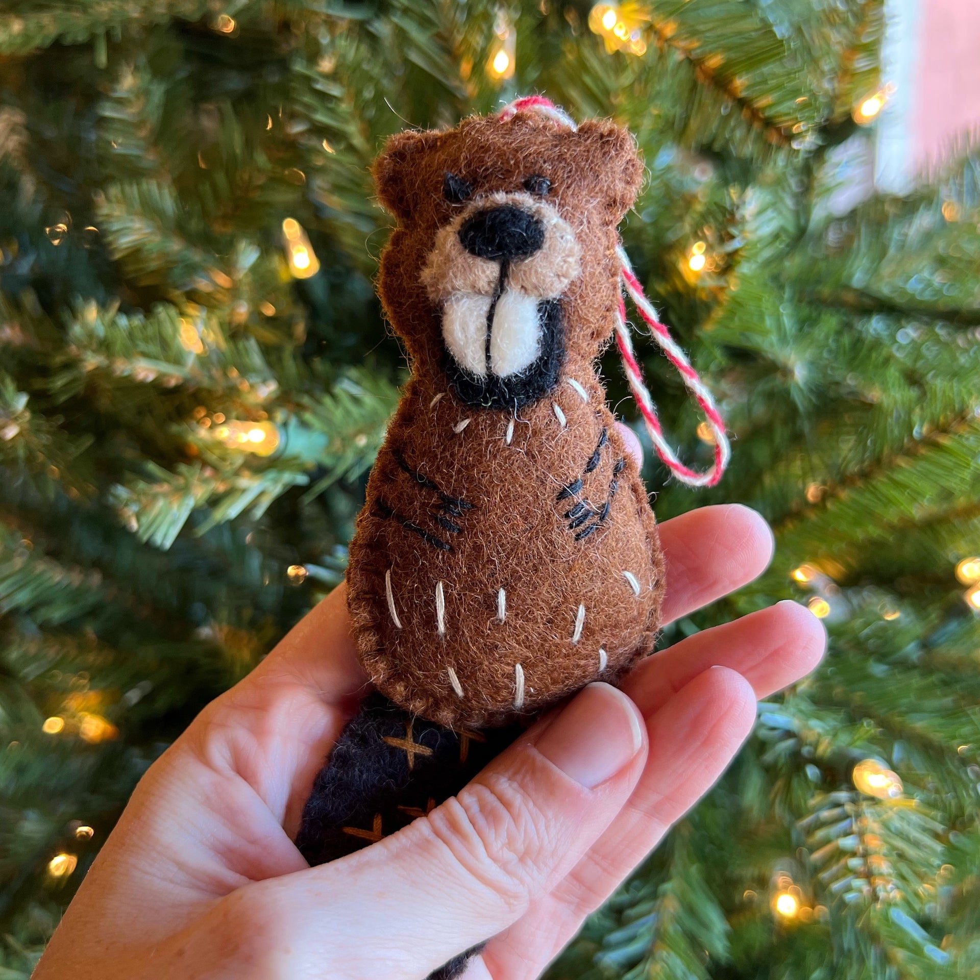 Beaver Ornament, Felt Wool
