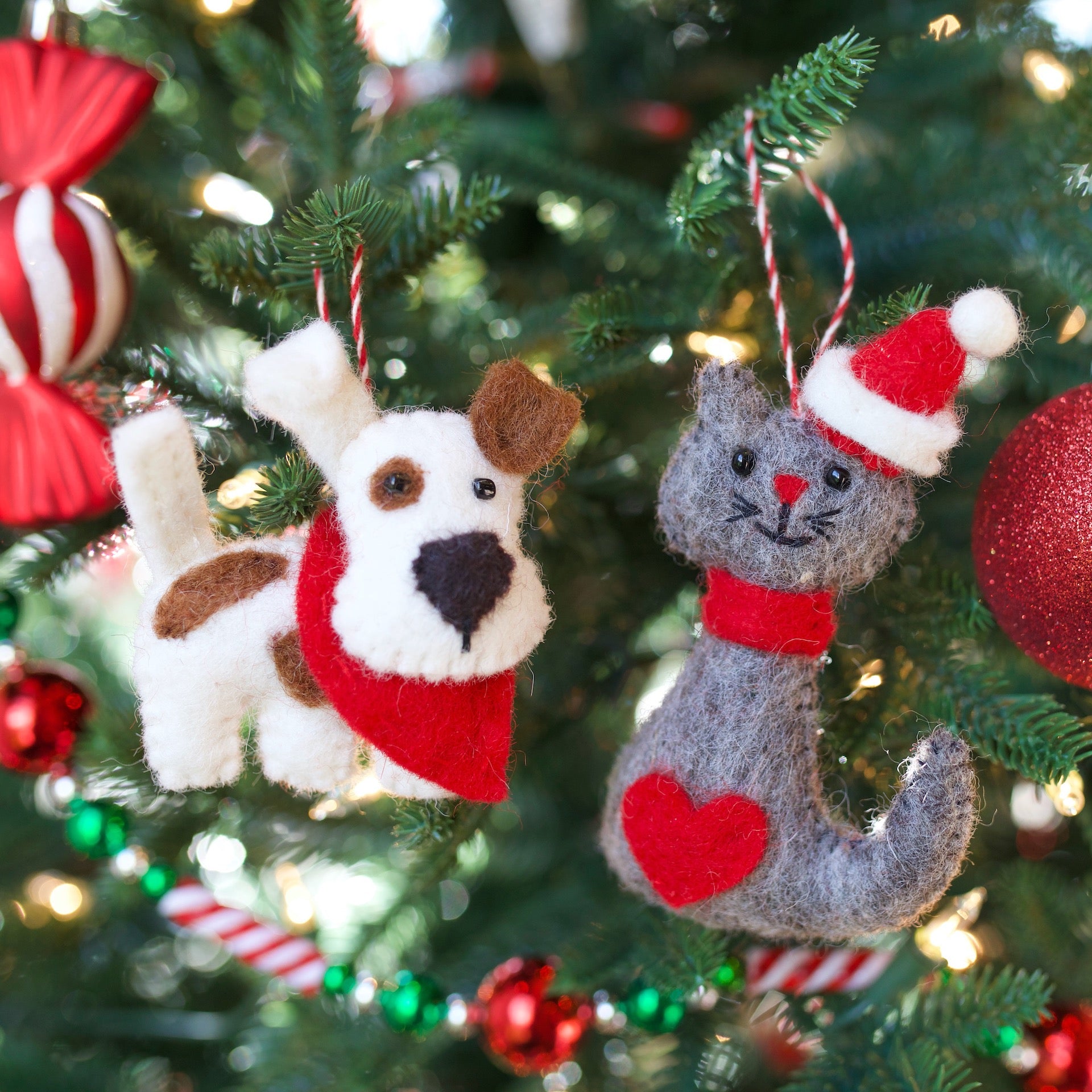 Furry Friends Felt Christmas Ornament, Handmade Christmas Ornaments