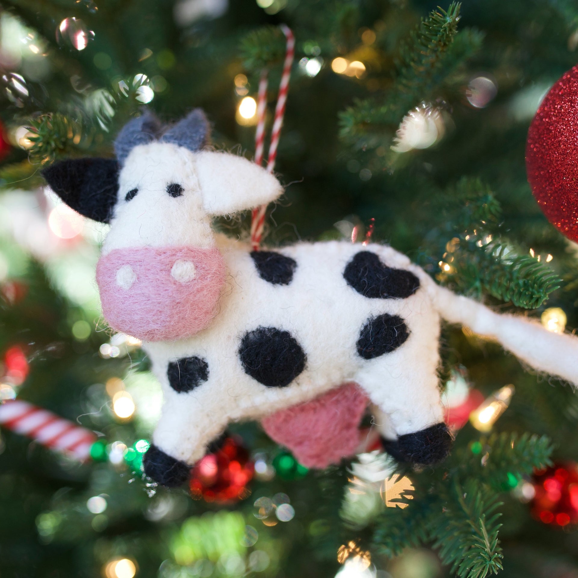 Cow Ornament, Felt Wool