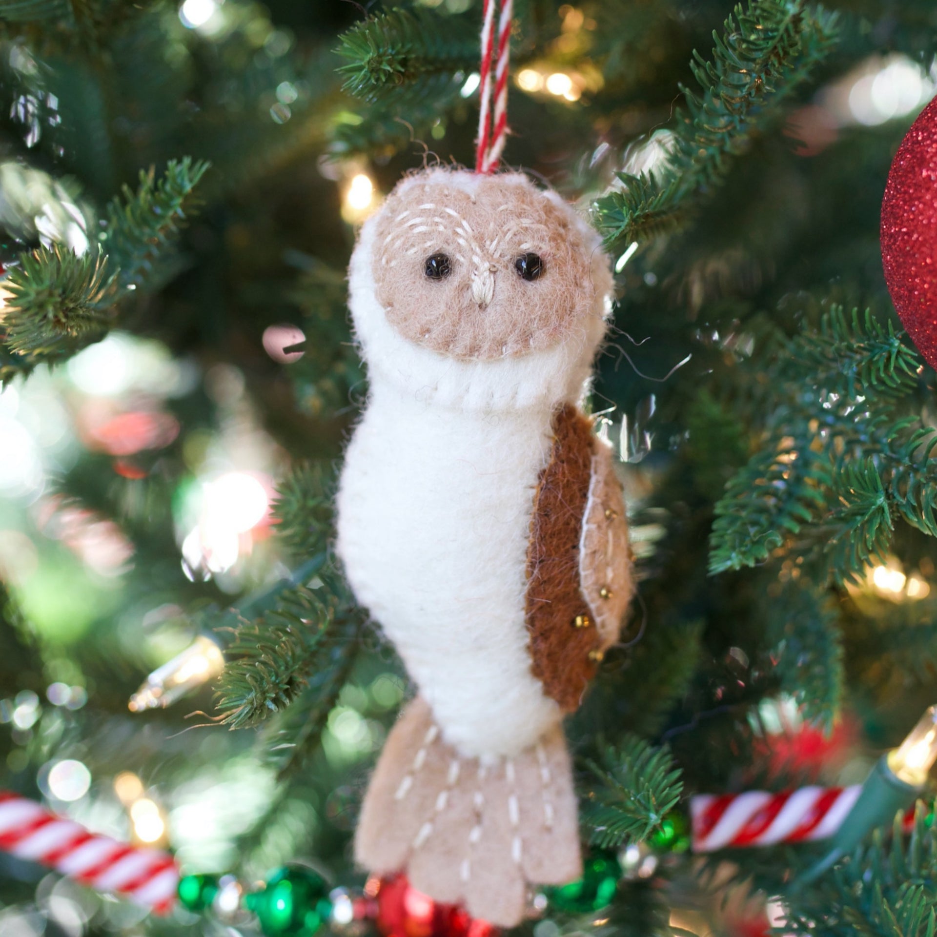 Owl Ornament, Felt Wool