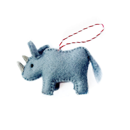 felt rhino christmas ornament handmade and fair trade by ornaments 4 orphans