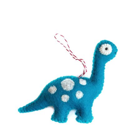 Brachiosaurus Blue Dinosaur Ornament Felt Wool Handmade