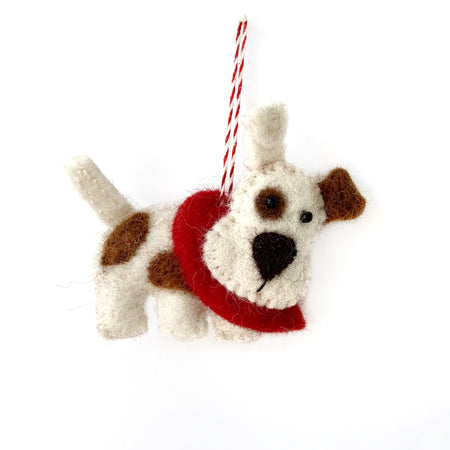 Dog Christmas Ornament Felt Wool Fair Trade