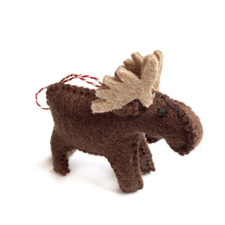 Moose Ornament Felted Wool Handmade Fair Trade