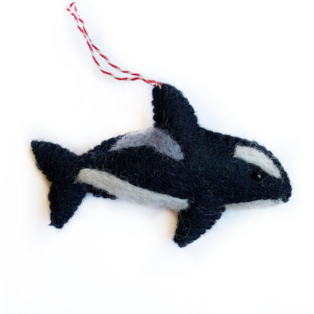 Orca Whale Christmas Ornament Handmade Felt Wool