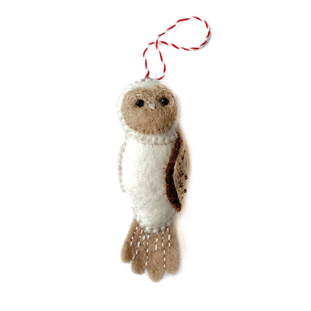 Owl Ornament Fair Trade Felted Wool Handmade 