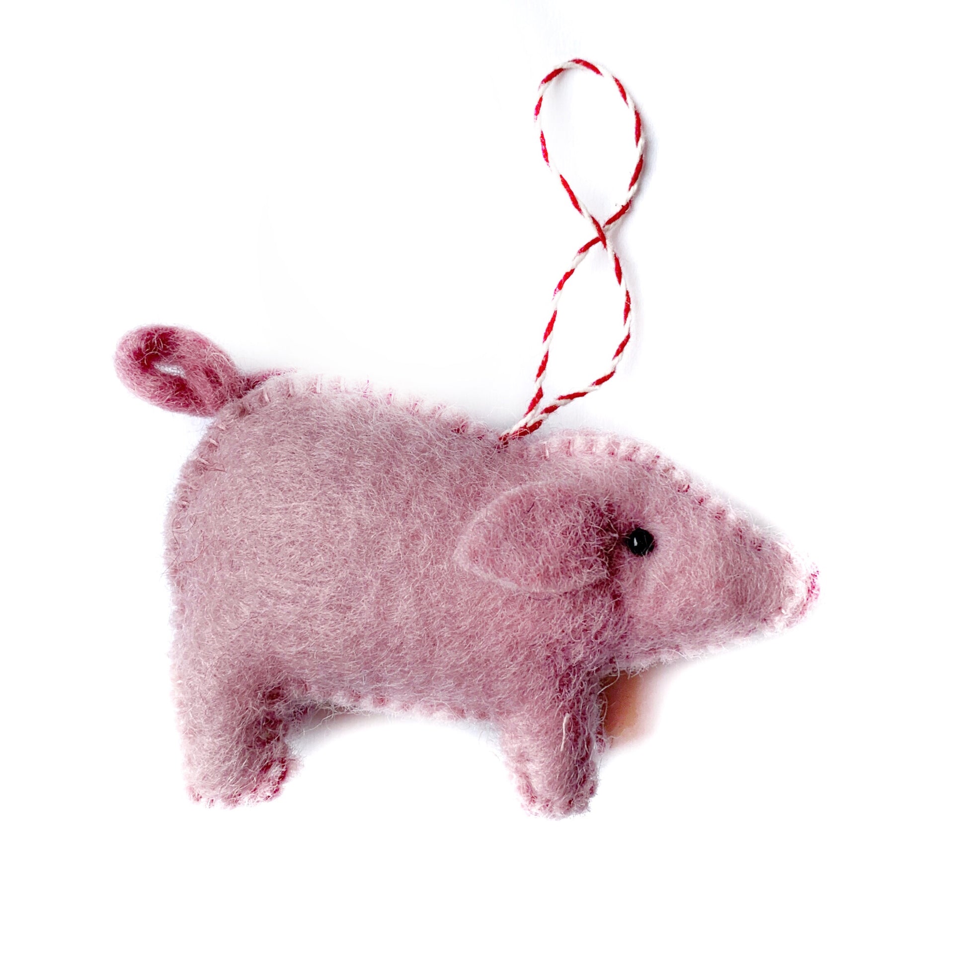 Pig Christmas Ornament Fair Trade Felted Wool