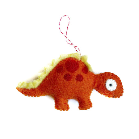 Stegosaurus Dinosaur Felt Wool Christmas Ornament Handmade