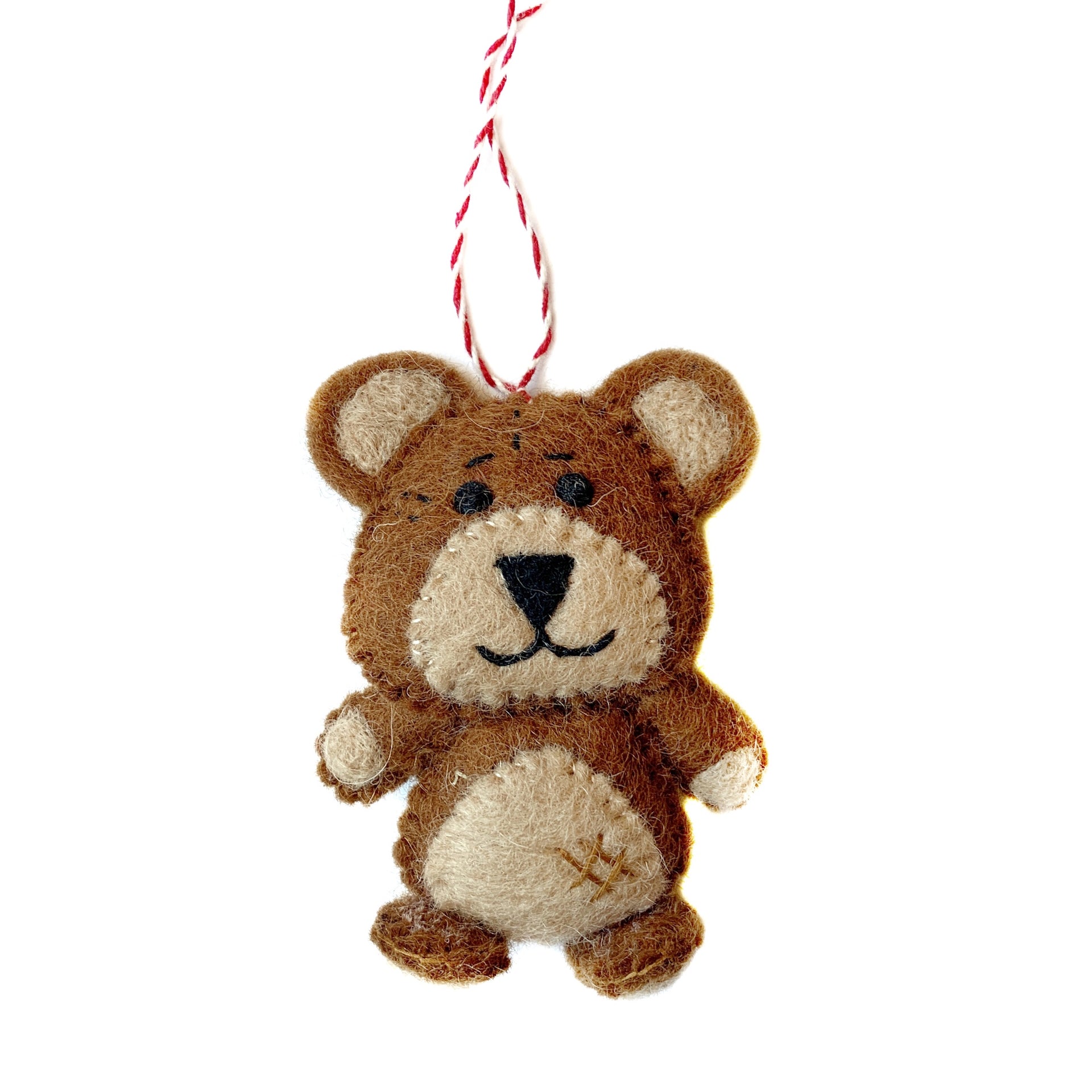 Teddy Bear Ornament, Felt Wool