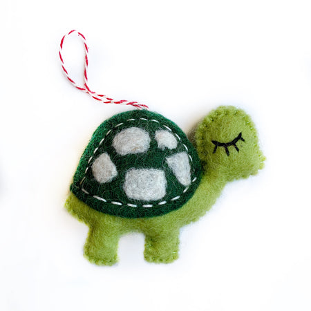 Turtle Christmas Ornament Handmade Felt Wool