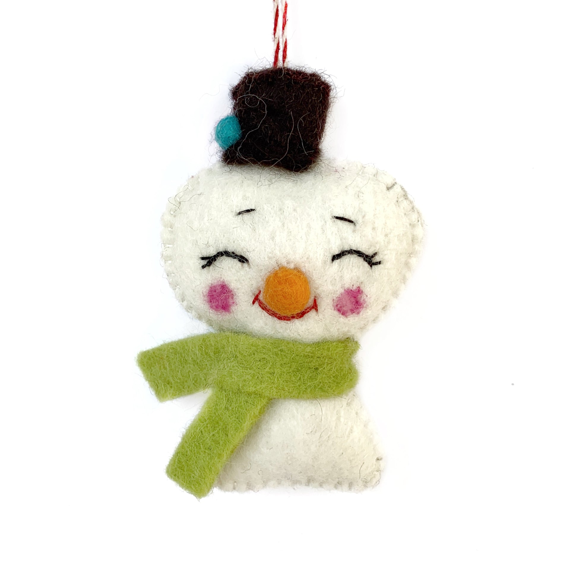 Felted Wool Cheerful Snowman Ornament Fair Trade
