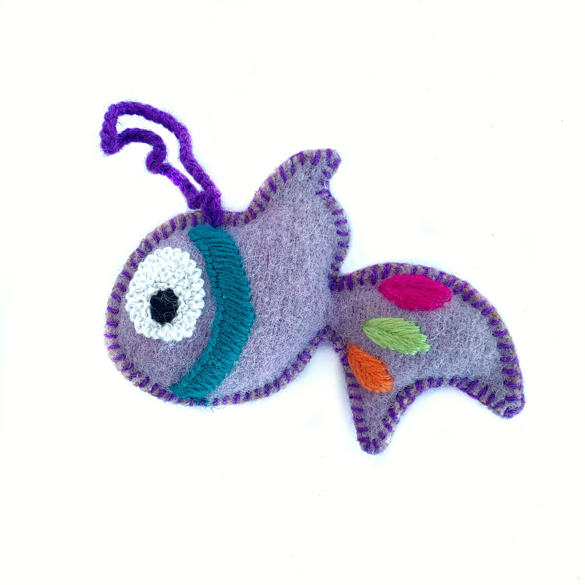 Fish Ornament, Embroidered Wool