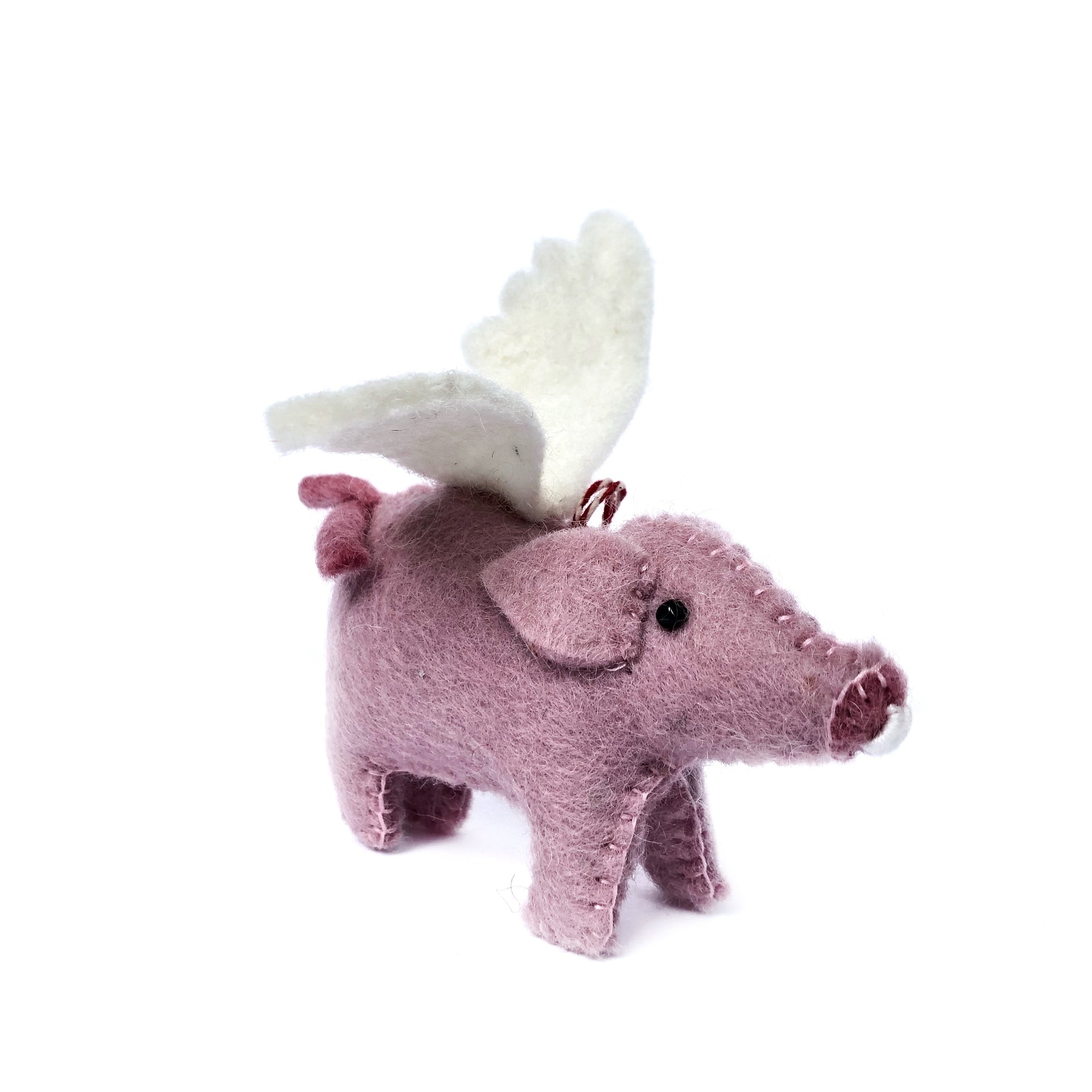 Flying Pig Ornament, Felt Wool