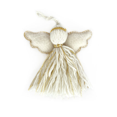 Fringe Angel Ornament, Embroidered Wool
