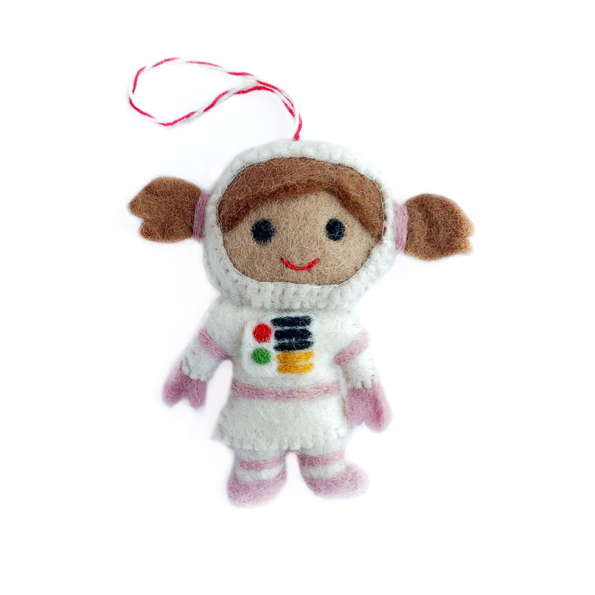 Little Girl Astronaut Christmas Ornaments made of felt wool by Ornaments 4 Orphans, a fair trade company.