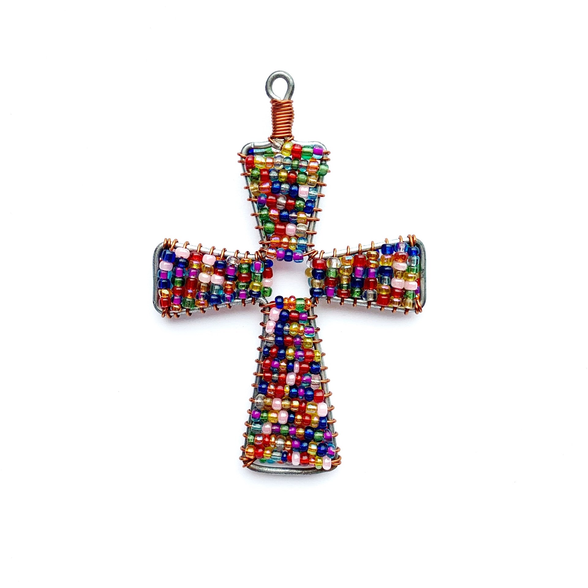 Glass Bead Cross Ornament (Assorted Colors)