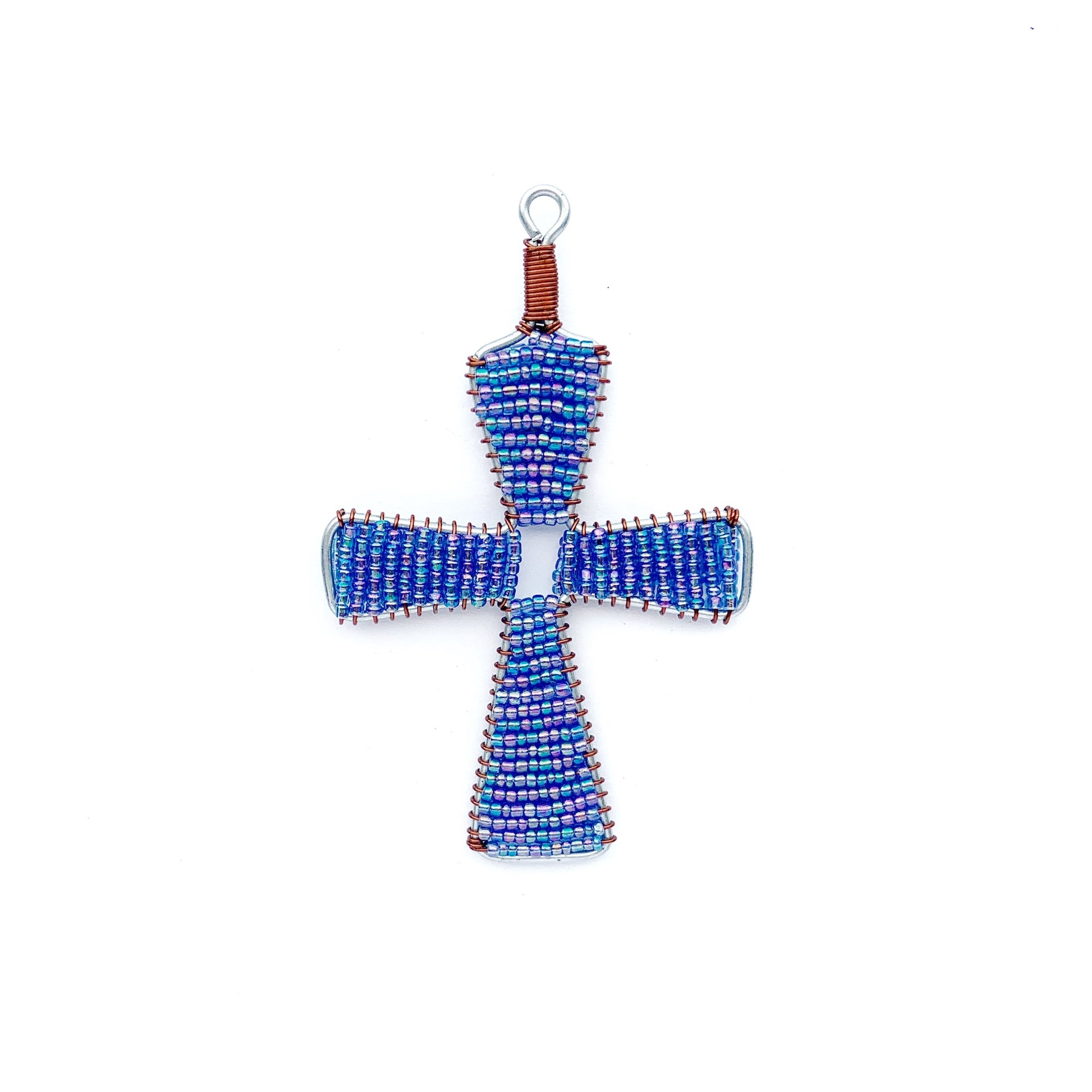 Glass Bead Cross Ornament (Assorted Colors)