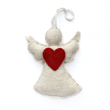 White Heart Angel Ornament Fair Trade Handmade Christmas