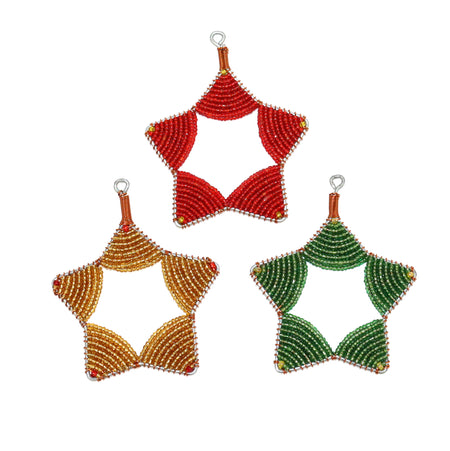 Glass Bead Star Christmas Ornaments Fair Trade