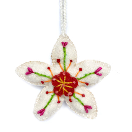 Embroidered Flower Fair Trade Christmas Ornament Peru