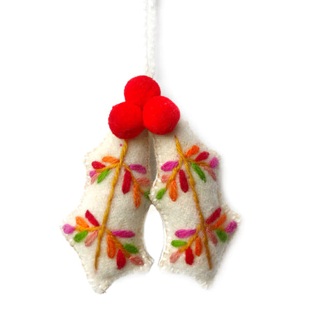 Handmade Holly with Berries Ornament Fair Trade Peru