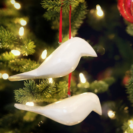 Two Turtle Doves Christmas Bird Ornaments