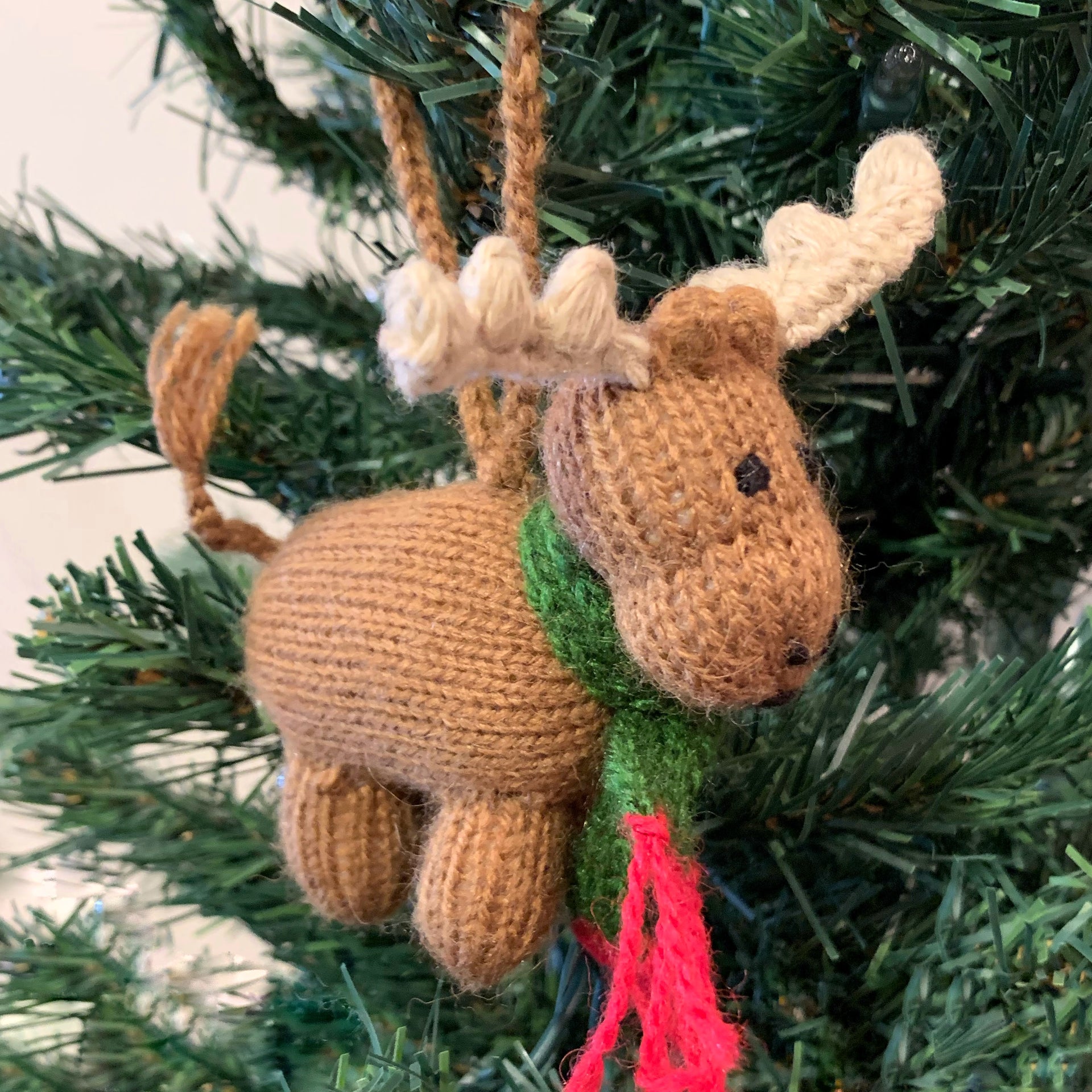Moose Ornament, Knit Wool