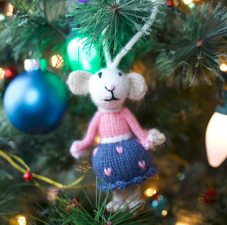 Mrs. Mouse Ornament, Knit Wool