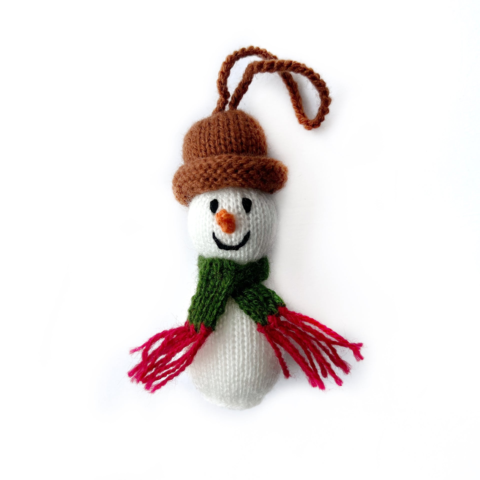 Snowman Ornament, Knit Wool
