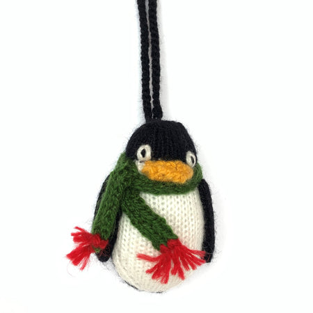 Black Penguin Knit Wool Christmas Ornament 