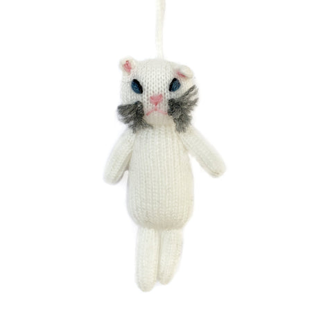Cat Christmas Ornament Knit Wool Handmade