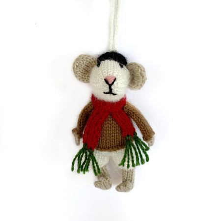 Mr. Mouse Christmas Ornament Knit Handmade