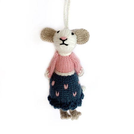Mrs. Mouse Christmas Ornament Handmade Knit