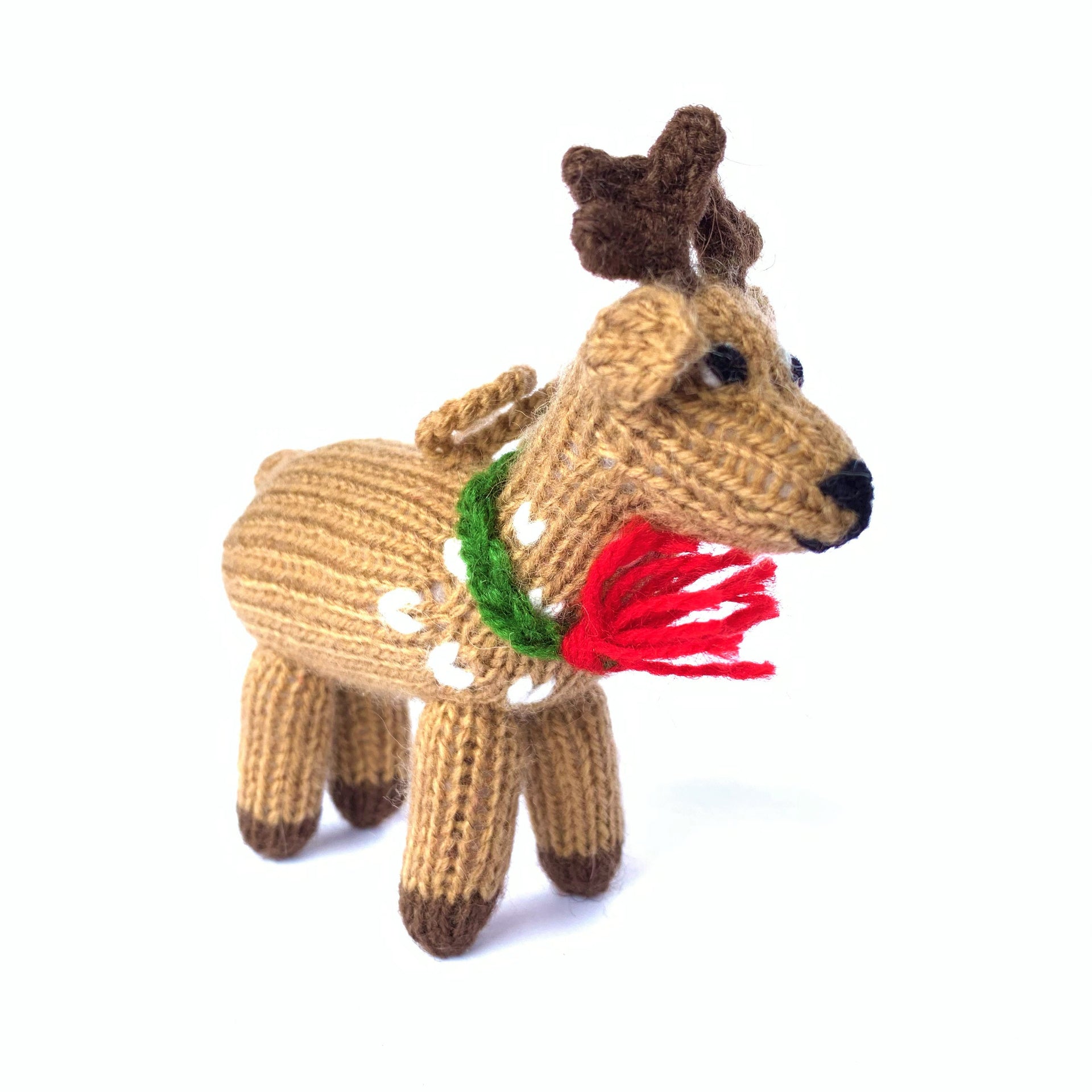 Knit Wool Reindeer Ornament Handmade Christmas