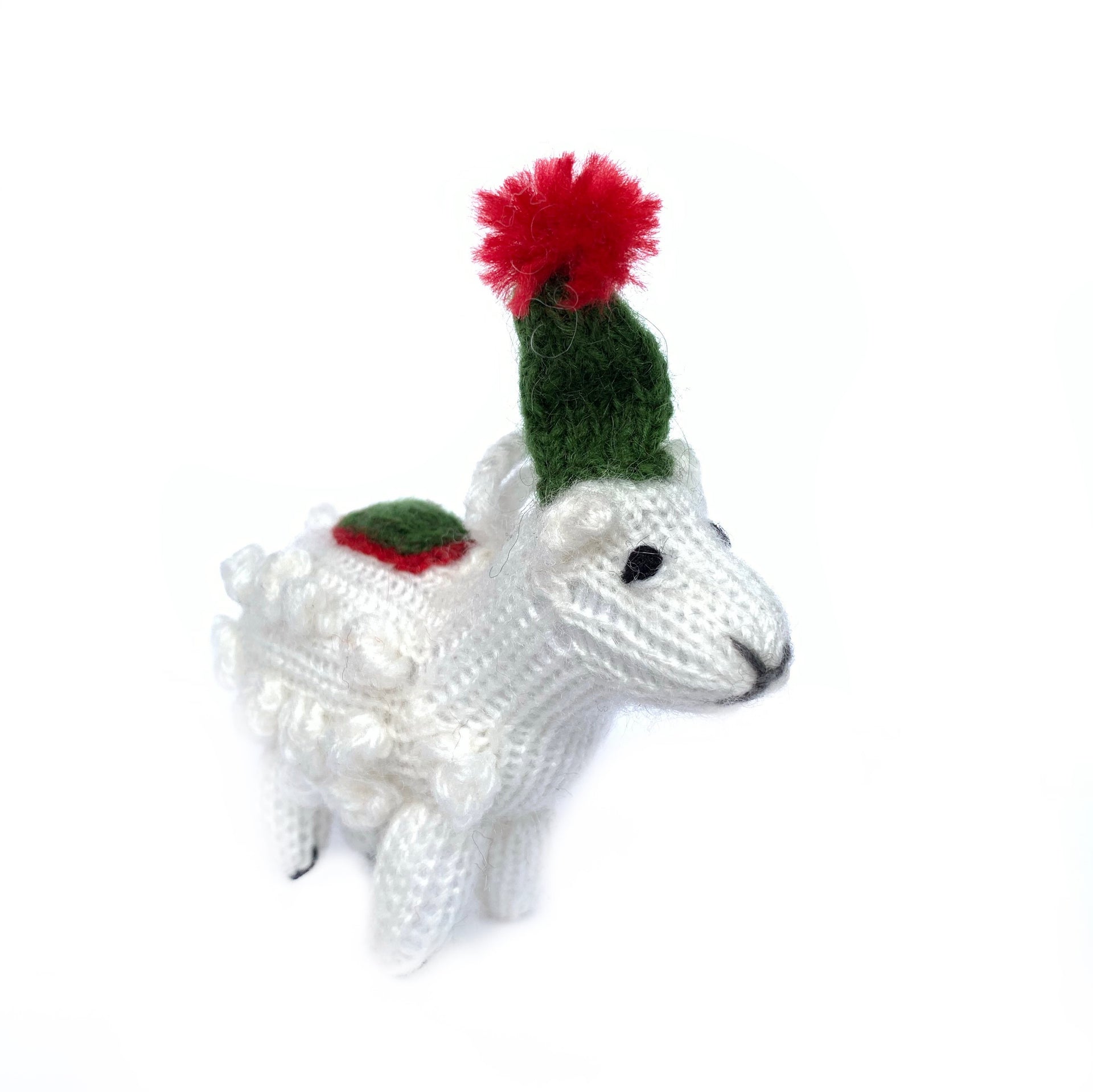 Sheep Christmas Ornament Handmade Knit Wool
