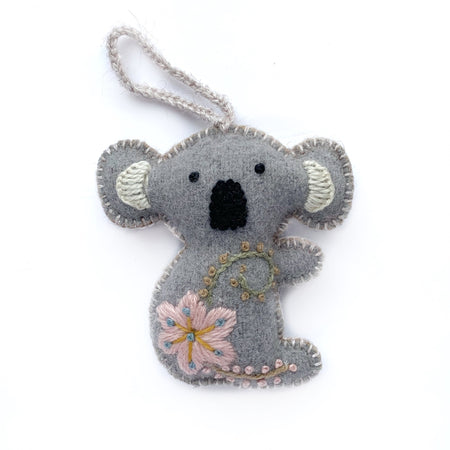 Koala Ornament, Embroidered Wool
