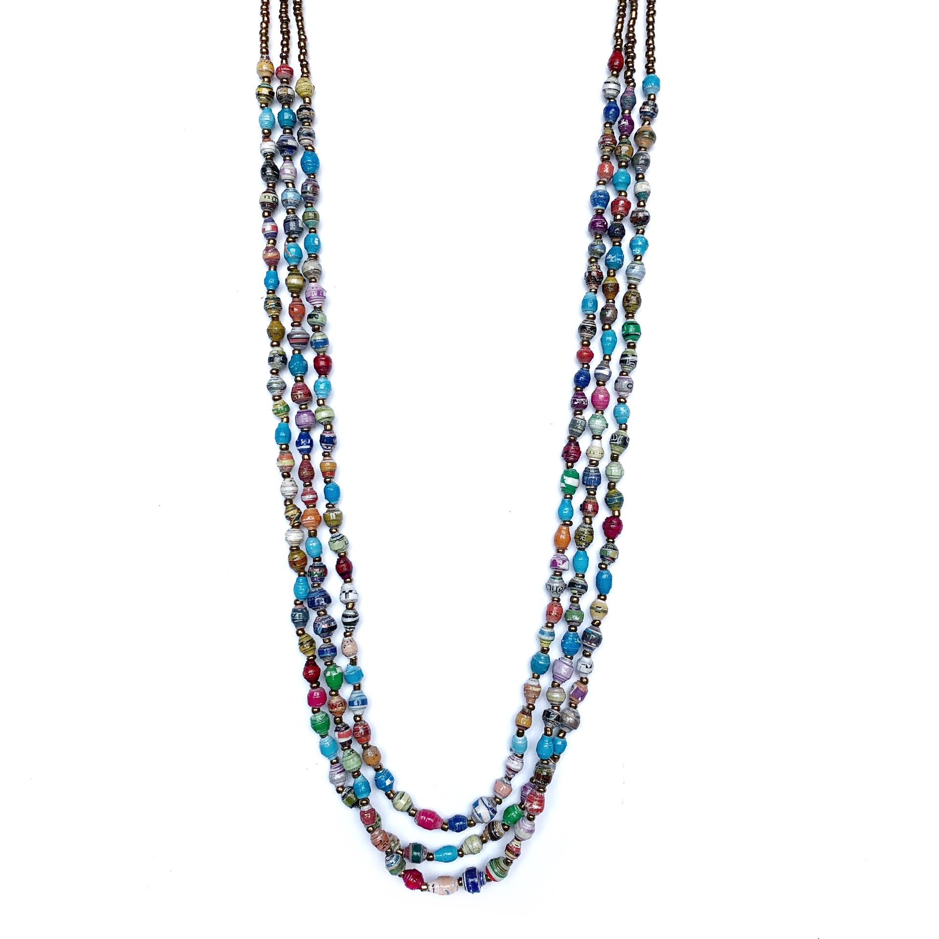 Maasai Paper Bead Necklace - 3 Strand