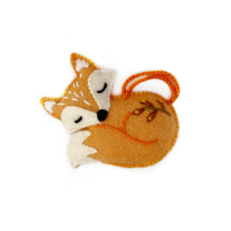 Cute Sleeping Fox Christmas Ornament