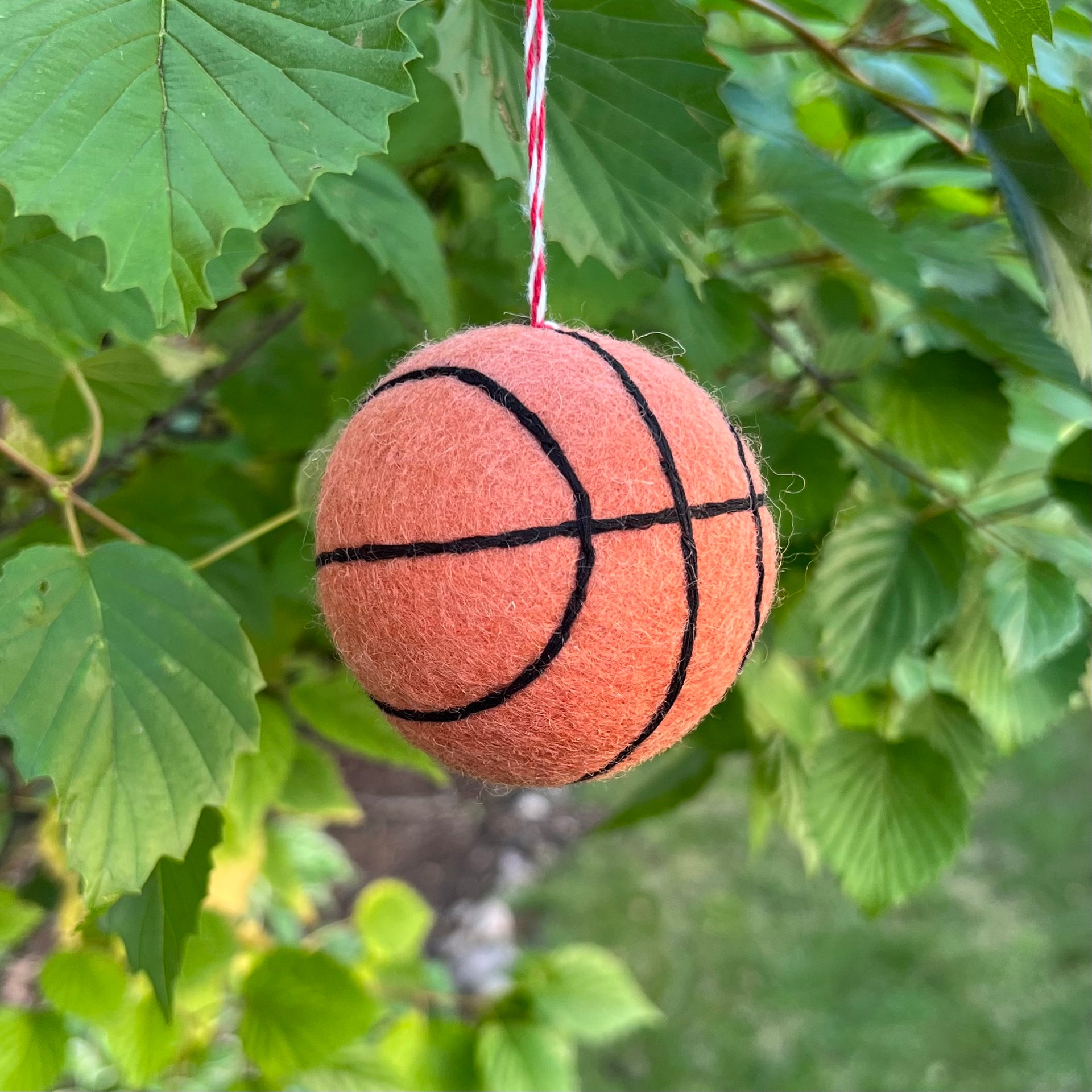 Basketball Christmas Ornament hanging outside