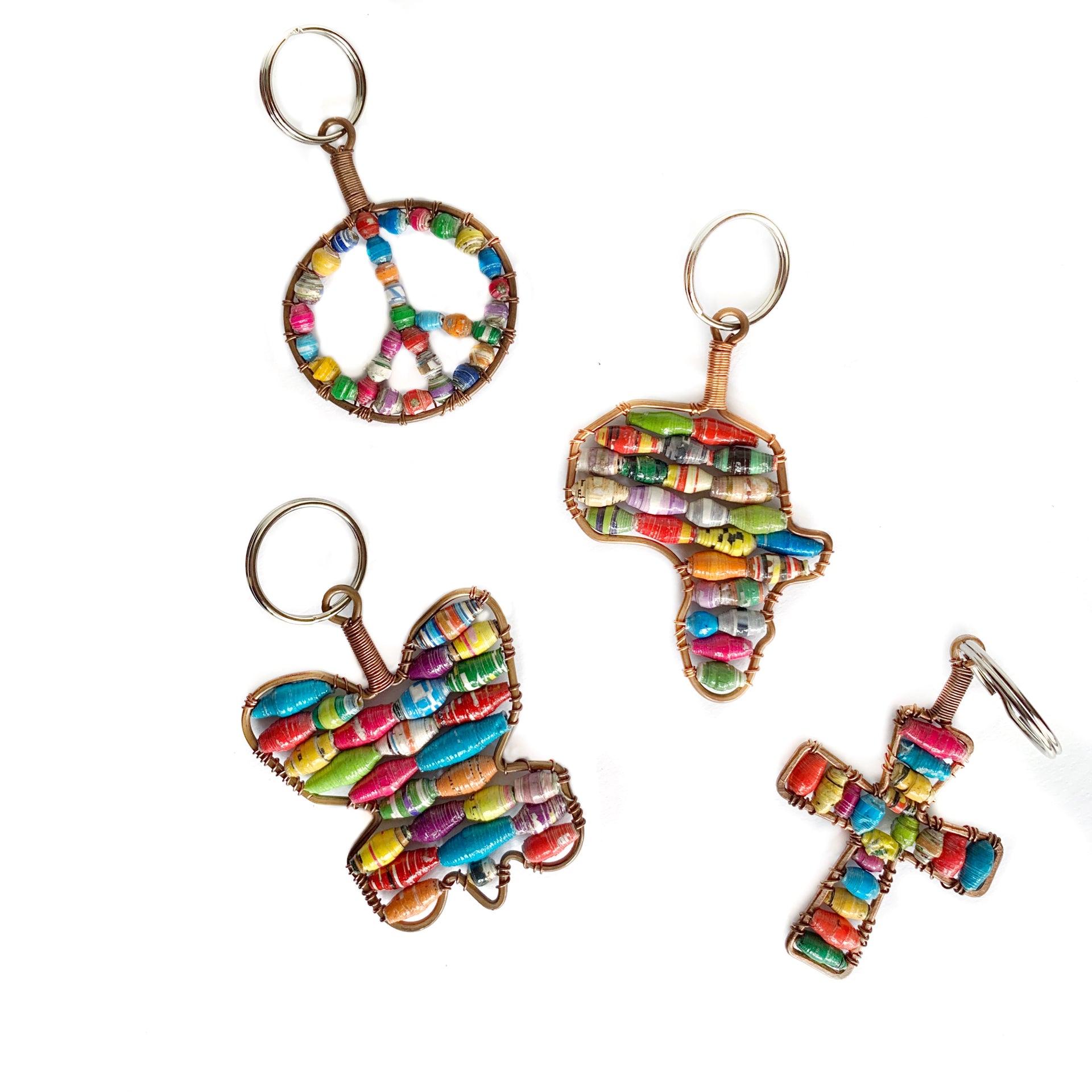 Paper Bead Keychains Fair Trade Africa