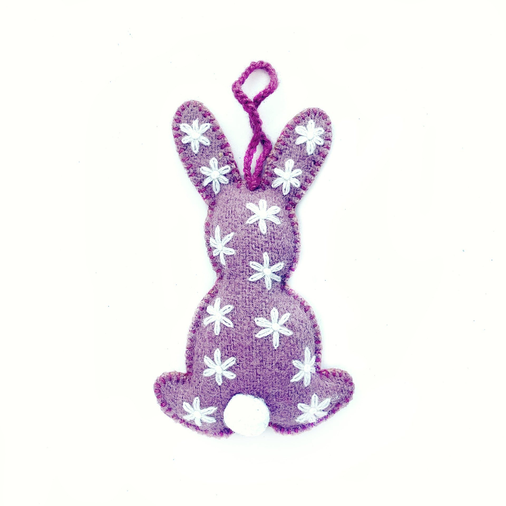 Easter Bunny Ornaments with Embroidered Flowers