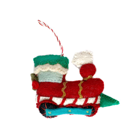 Christmas Train Ornament, Felt Wool