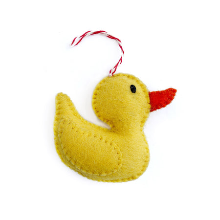 Rubber Duck Ornament, Felt Wool