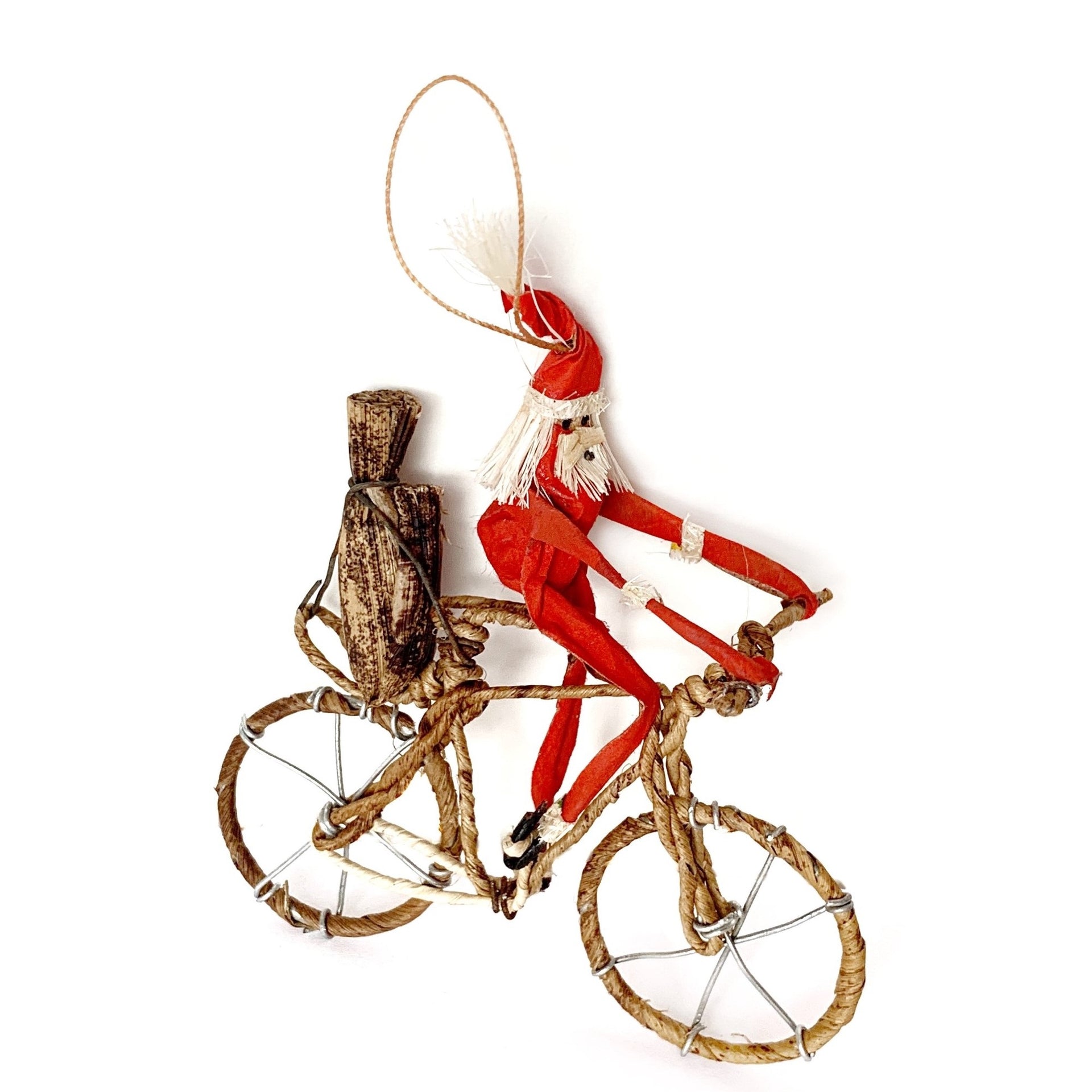 Africa Santa Riding Bicycle Ornament Handmade